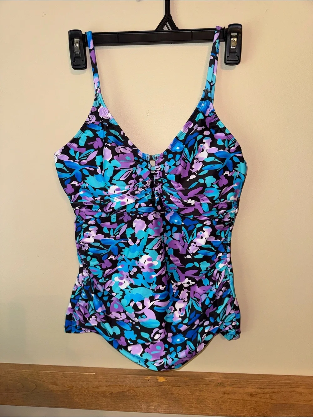 RELLECIGA Women's Ruched Tankini Top in Multi Floral